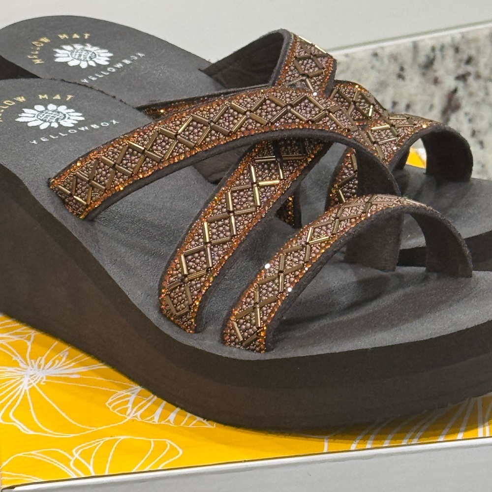 Yellow Box Metallic Bronze Wedge Sandals